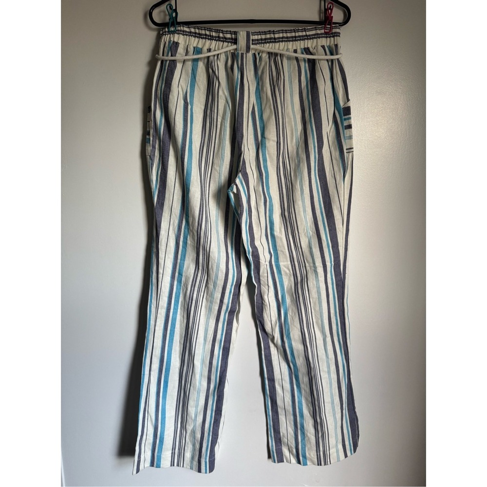 Beau Dawson LA NY Womens Linen Striped Drawstring Pants sz M Beach Casual Boho - Picture 3 of 7